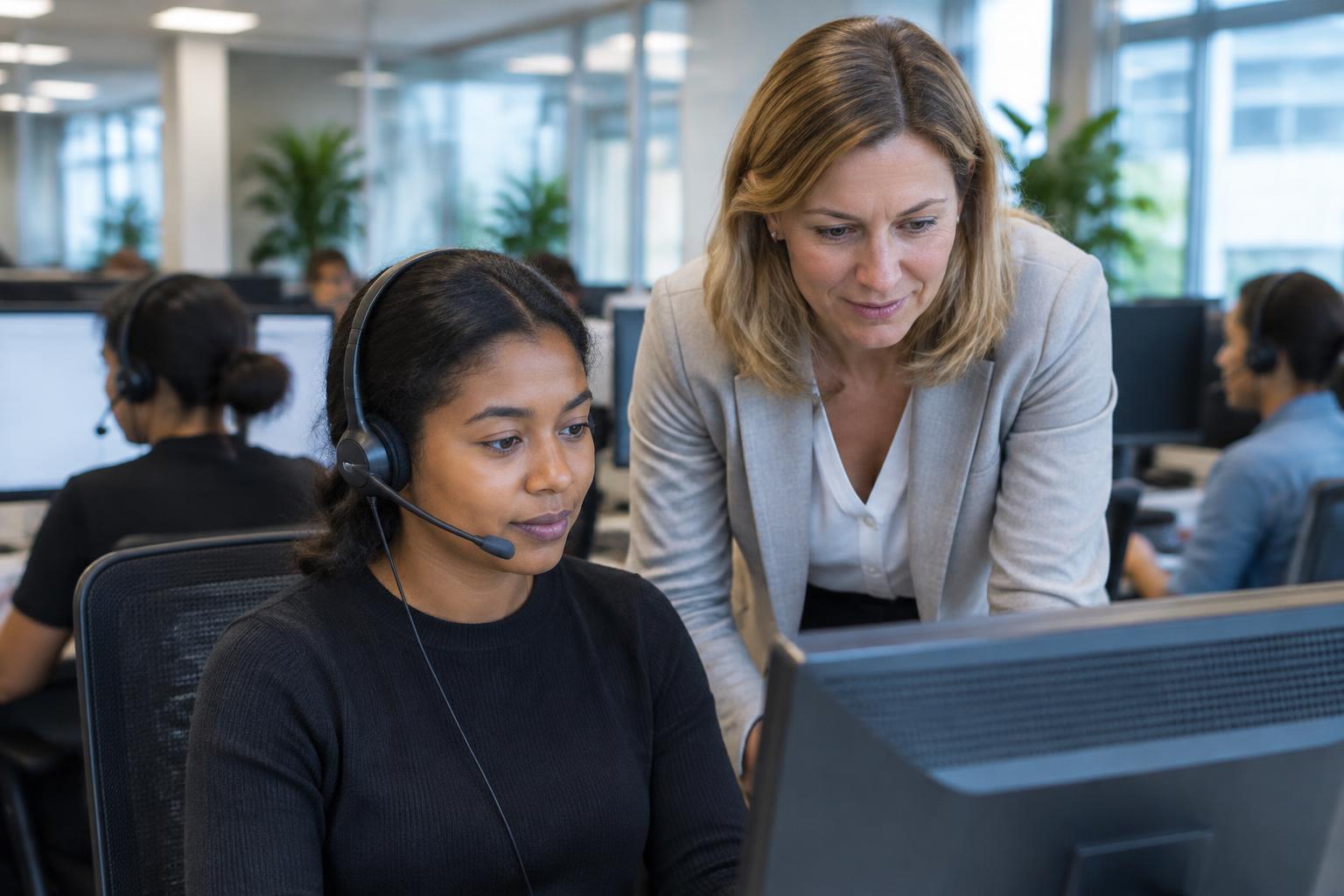 Quality manager coaching a customer service agent