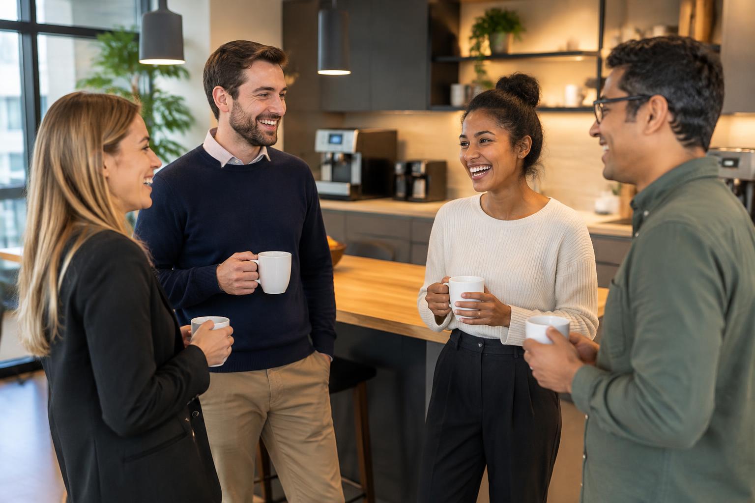 Colleagues sharing a coffee break