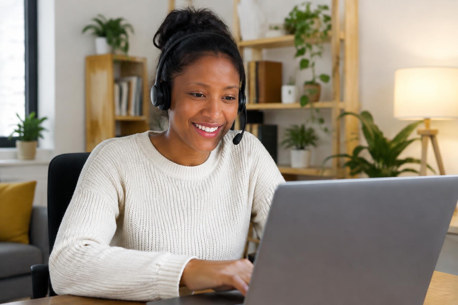Help desk agent answering customers