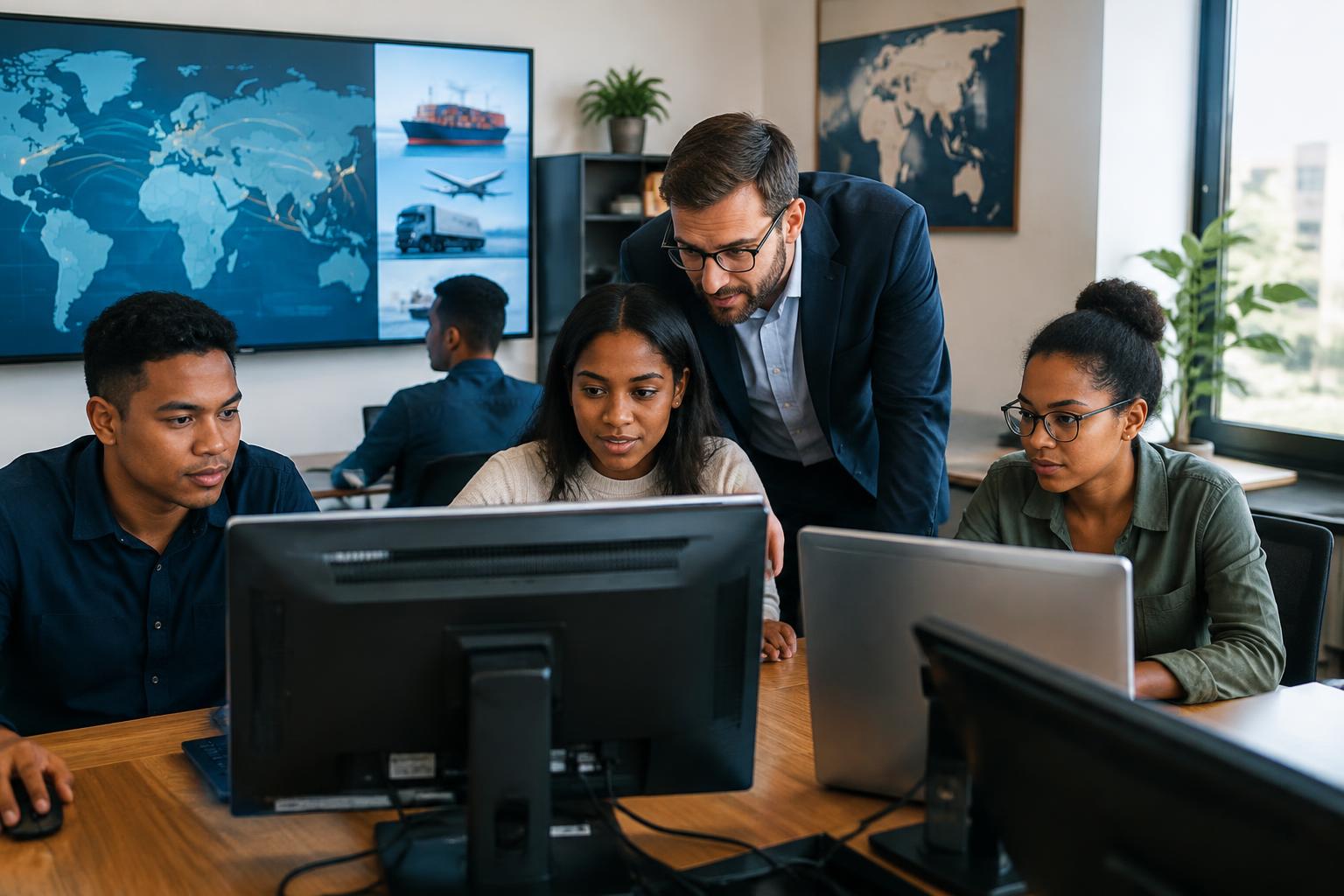 Industry team handling logistics operations